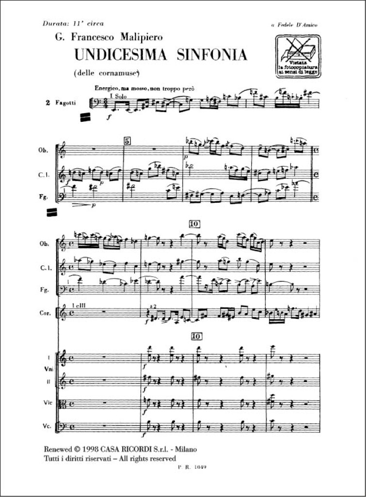 Undicesima Sinfonia 'Delle Cornamuse'